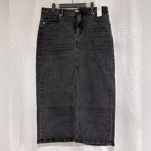 NWT-Loft denim front slit pocket midi skirt.